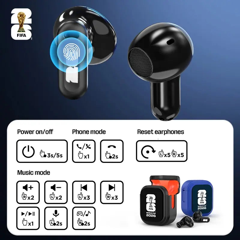 Experience the Game Like Never Before with 2026 FIFA Wireless Bluetooth Earbuds - Real-Time Translator, 55 Hours Playtime, Ultra Low Latency, and IPX5 Waterproof Design for Ultimate Football Fan Experience!