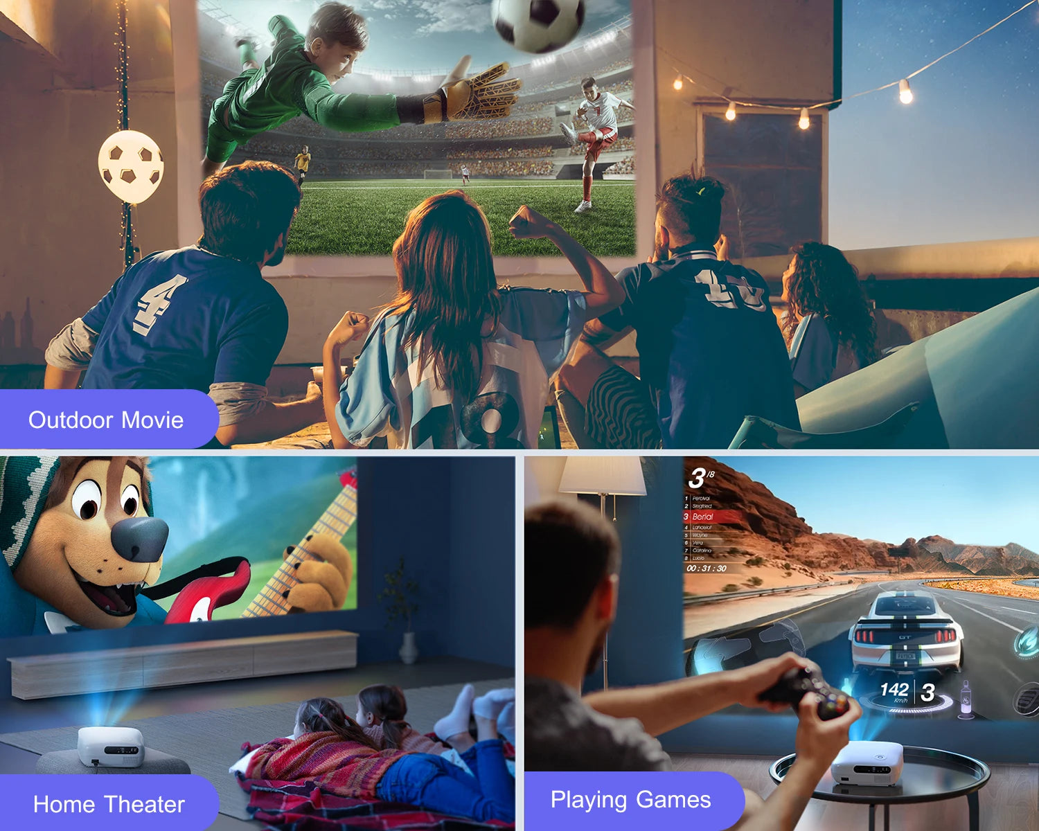 Experience Stunning Clarity with the K7 Full HD 1080P Projector - 5G WiFi & Bluetooth Enabled for Ultimate Home & Outdoor Entertainment