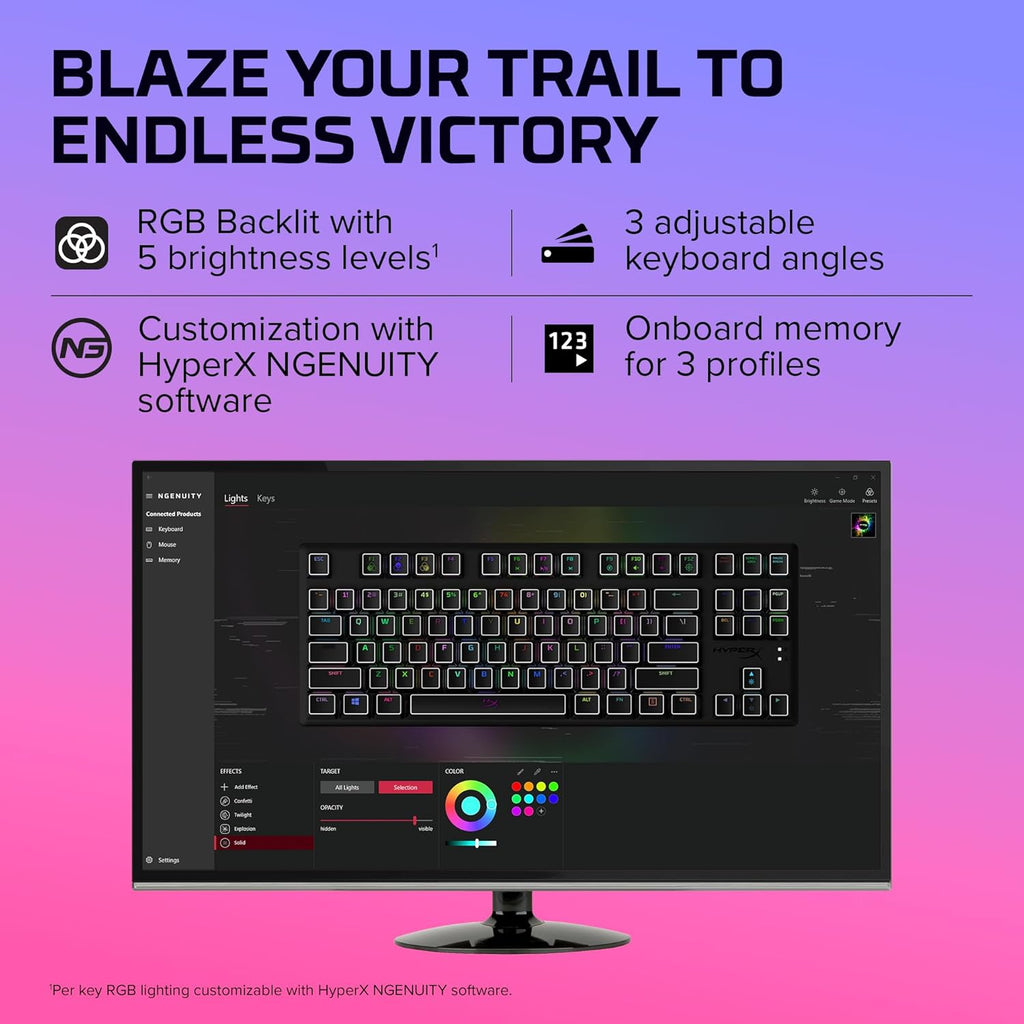Elevate Your Gaming Experience with the HyperX Alloy Origins Core - Tenkeyless Mechanical Keyboard with RGB Backlighting and Customizable Macros