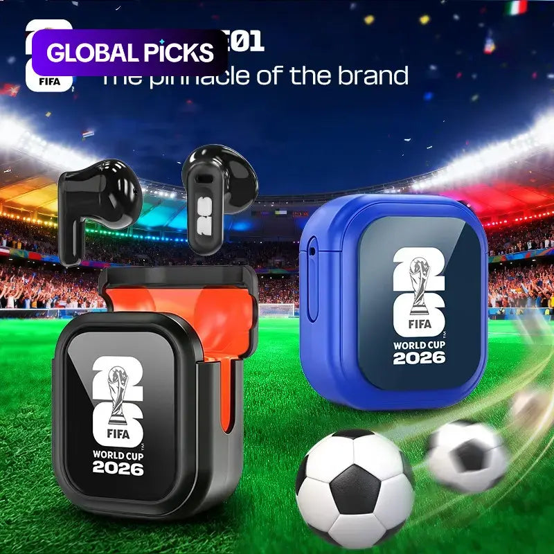Experience the Game Like Never Before with 2026 FIFA Wireless Bluetooth Earbuds - Real-Time Translator, 55 Hours Playtime, Ultra Low Latency, and IPX5 Waterproof Design for Ultimate Football Fan Experience!
