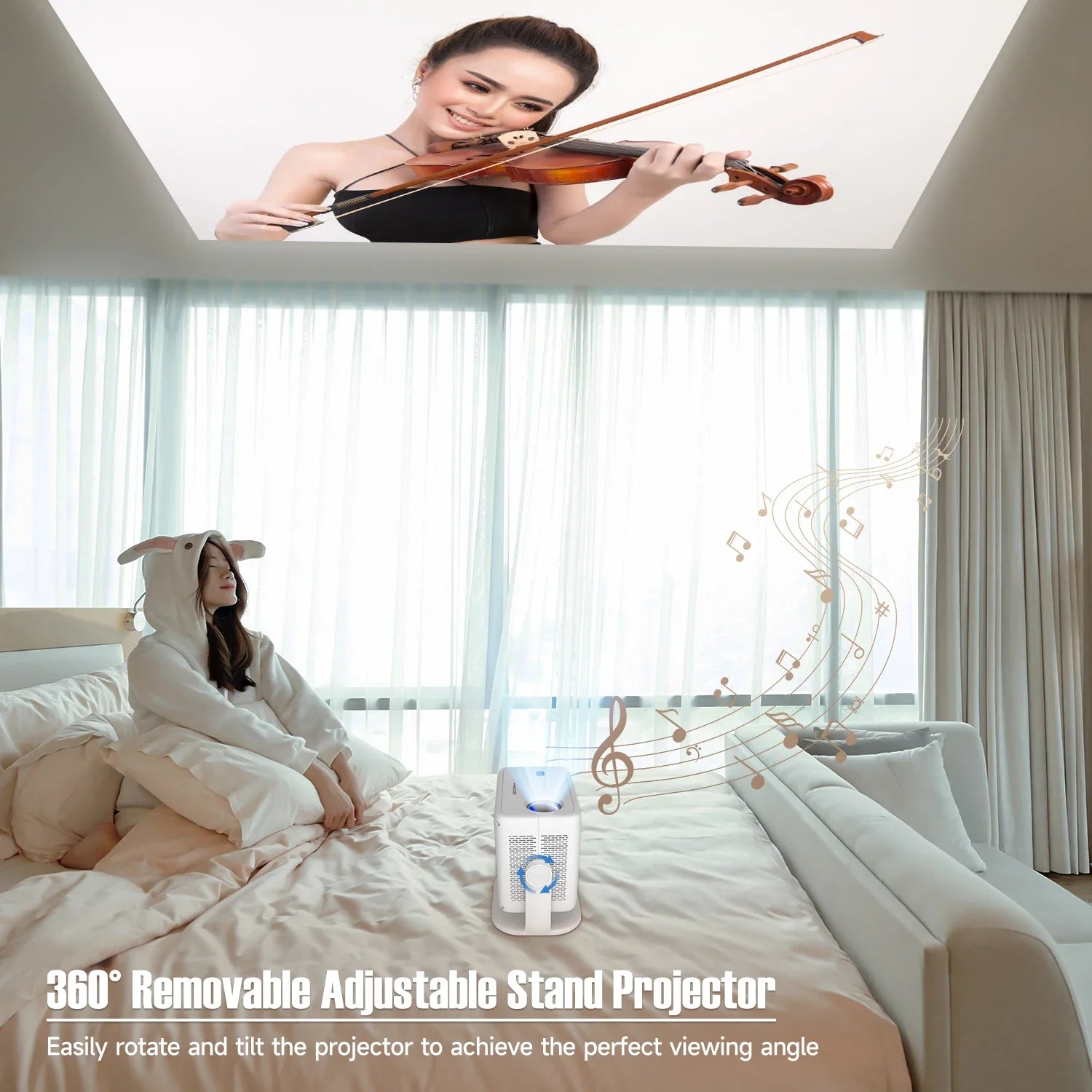 Transform Your Viewing Experience with the Native 1080P 650ANSI 8K Android 14 L018 360° Projector – Portable, Smart, and Versatile for Indoor and Outdoor Entertainment!