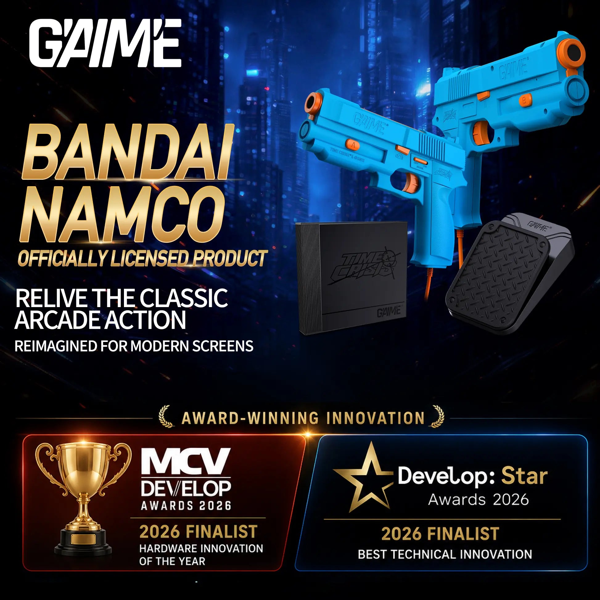 Experience the Future of Gaming with the GAIME Advanced AI Vision Light Gun System - Plug & Play Motion Shooting for Classic Arcade Fun!