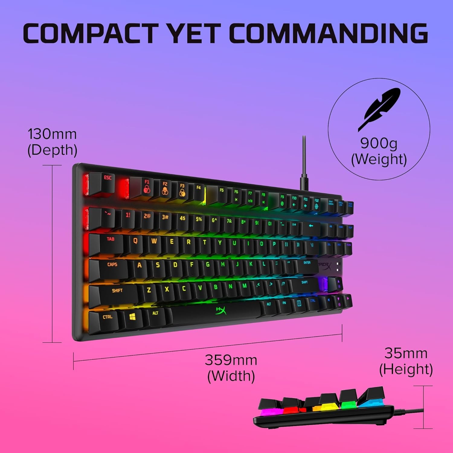 Elevate Your Gaming Experience with the HyperX Alloy Origins Core - Tenkeyless Mechanical Keyboard with RGB Backlighting and Customizable Macros